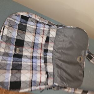 Vera Bradley Plaid Shoulder Bag - Black, White, Gray, Blue